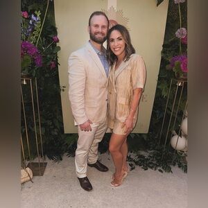 Tan Textured Short Sleeve Blazer and Shorts Set